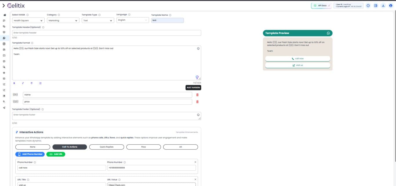 Create WhatsApp Templates with Celitix