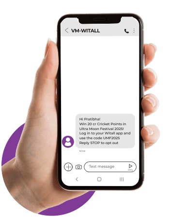 Promotional SMS service India message shown in a phone inbox with a tracked short link
