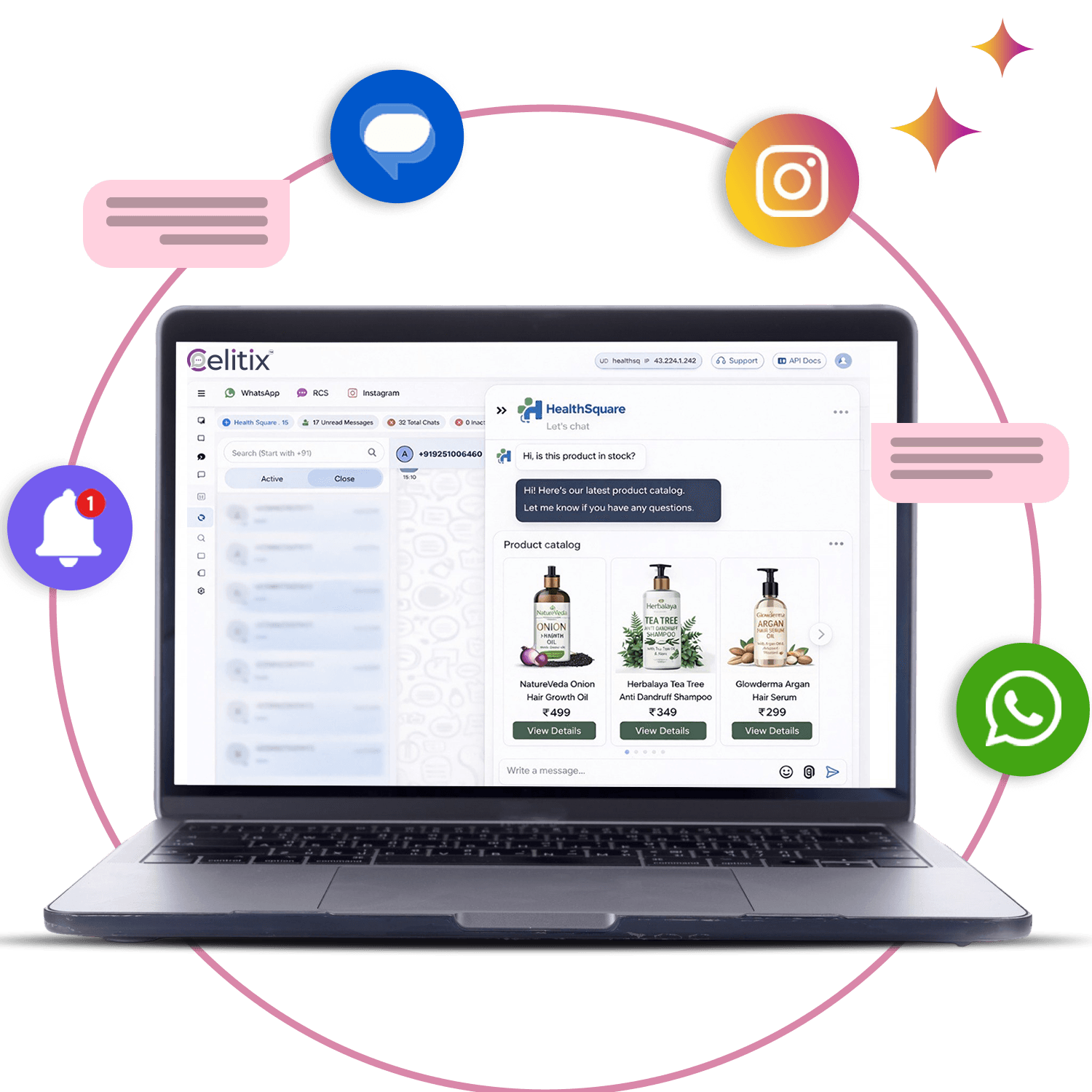 Shared live chat inbox with conversation status, assignment, and response times per agent