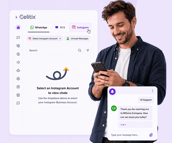 Ice breakers in the Instagram DM management tool Instagram DM management tool configuring ice breakers and a persistent menu for new conversations